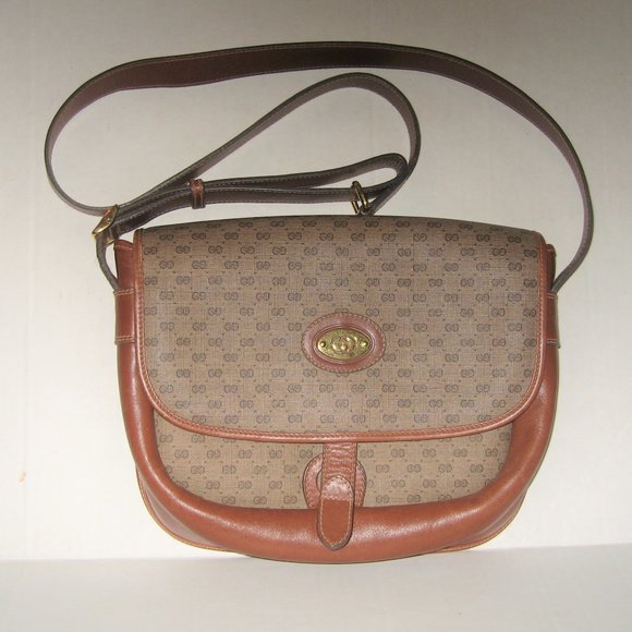❤️GUCCI Micro G Logo Print Brown Flap Crossbody Purse - Picture 1 of 14